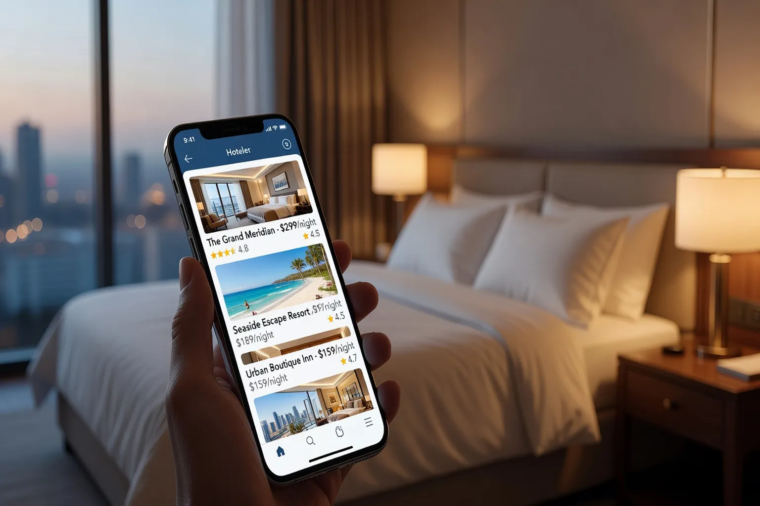 Application de reservation hoteliere sur smartphone