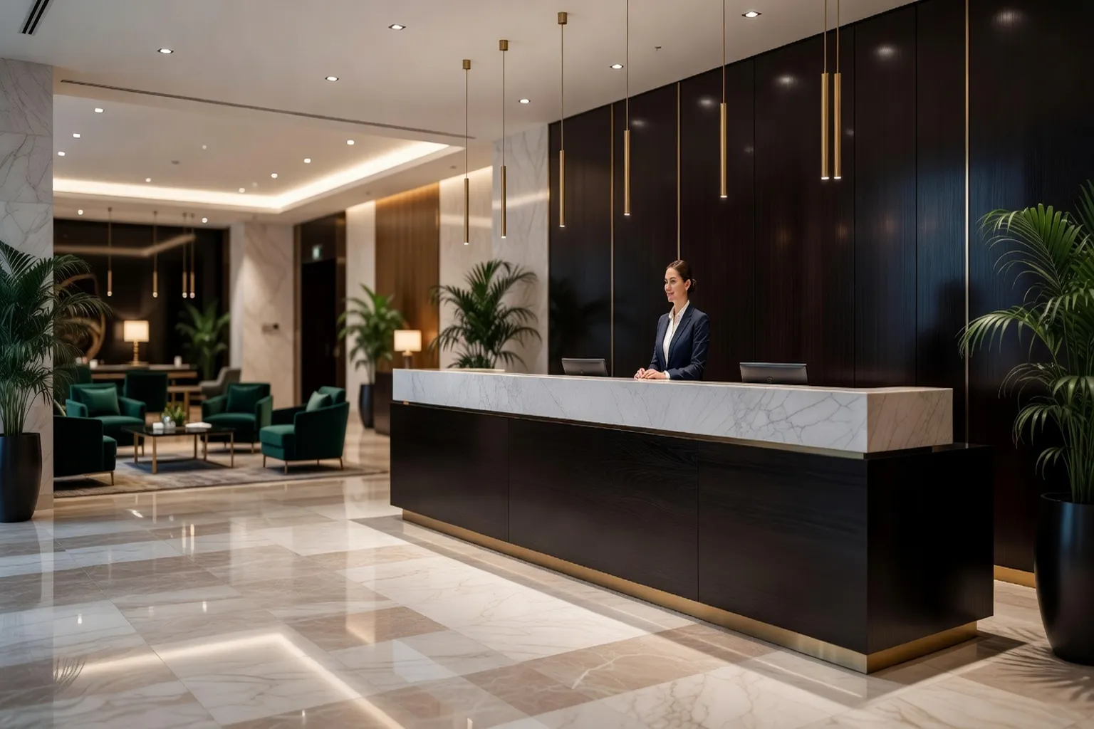 Lobby dhotel de luxe avec reception