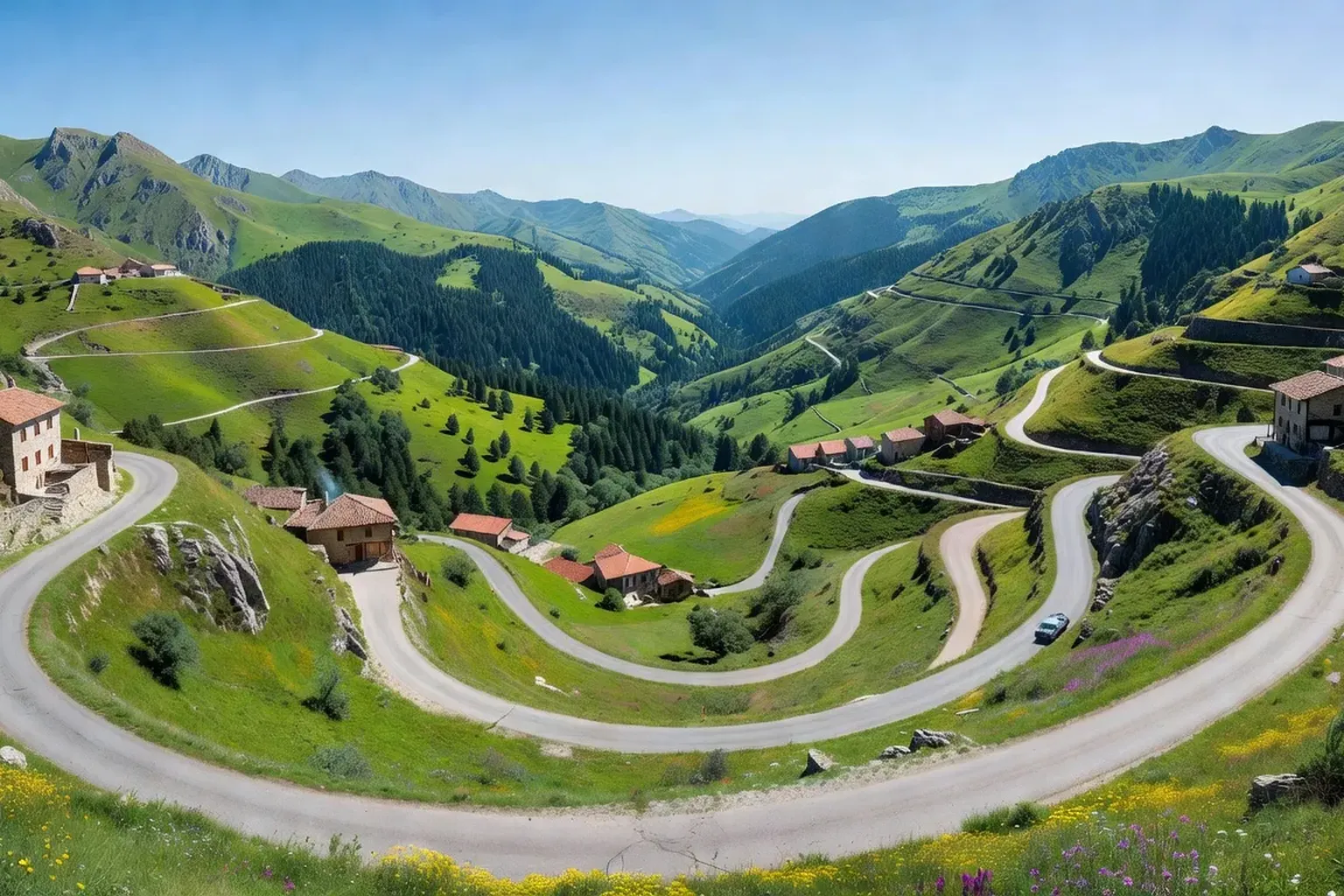 Route de montagne sinueuse dans les Balkans