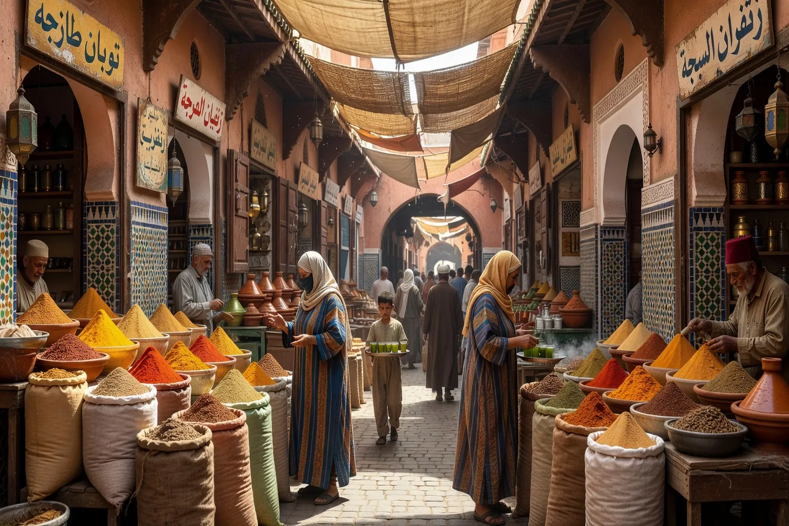 Medina marocaine avec marche depices